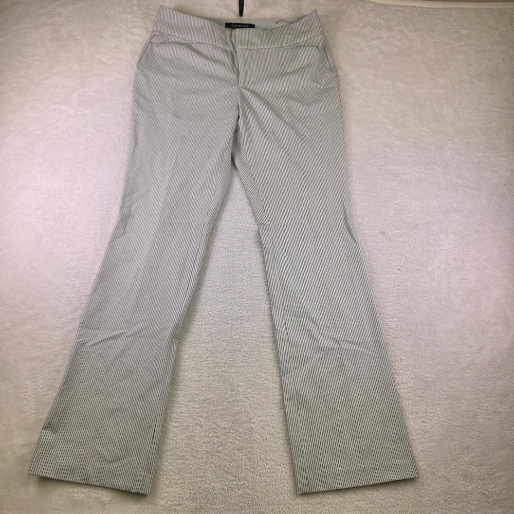 Liverpool Pinstripe Trousers Black White Straight Leg Pants Womens 6/28